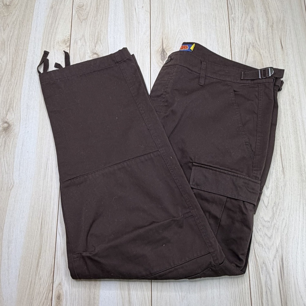 Empyre Loose Fit Button Fly Relax Cargo Chino Pant Brown Men's Size 38x29